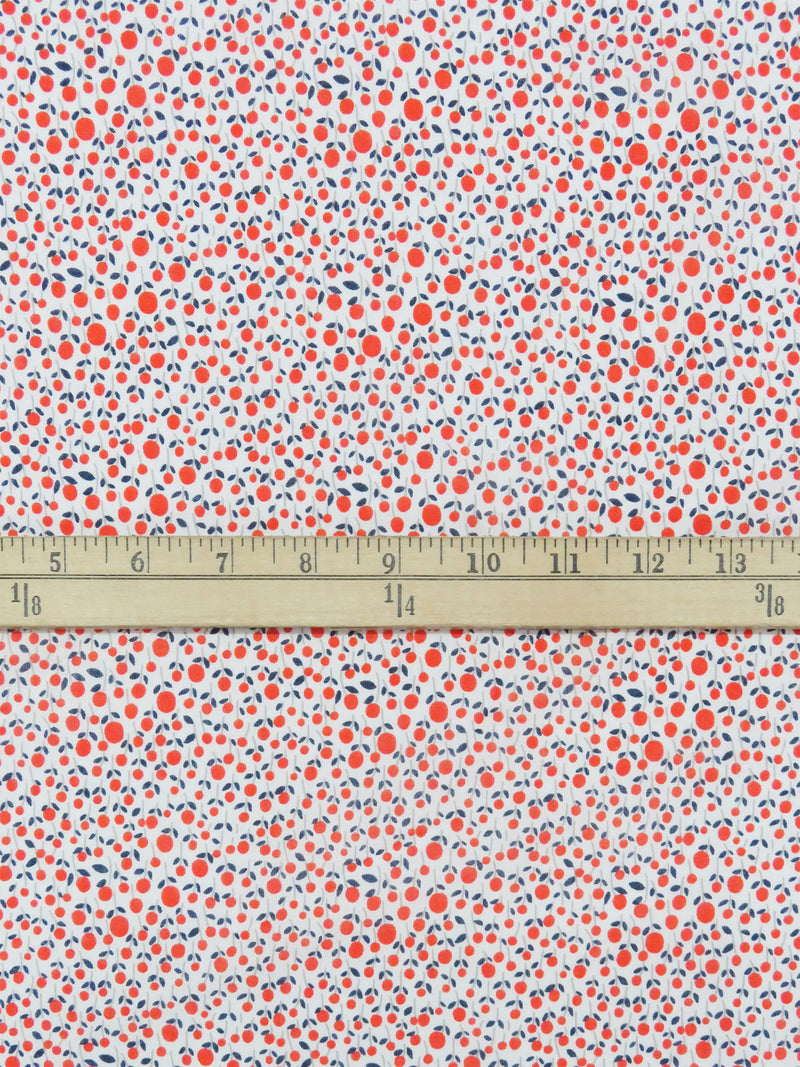 Scarlet/Dark Lapis Blue/White/Steel Gray 100% Cotton Tony Floral Print Voile - LA Designer - 58W