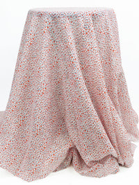 Scarlet/Dark Lapis Blue/White/Steel Gray 100% Cotton Tony Floral Print Voile - LA Designer - 58W