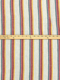 Off-White/Dandelion/Medium Carmine/Multi 100% Cotton Yarn-Dyed Vertical Stripe Gauze - Luxe Resort Designer - 53W