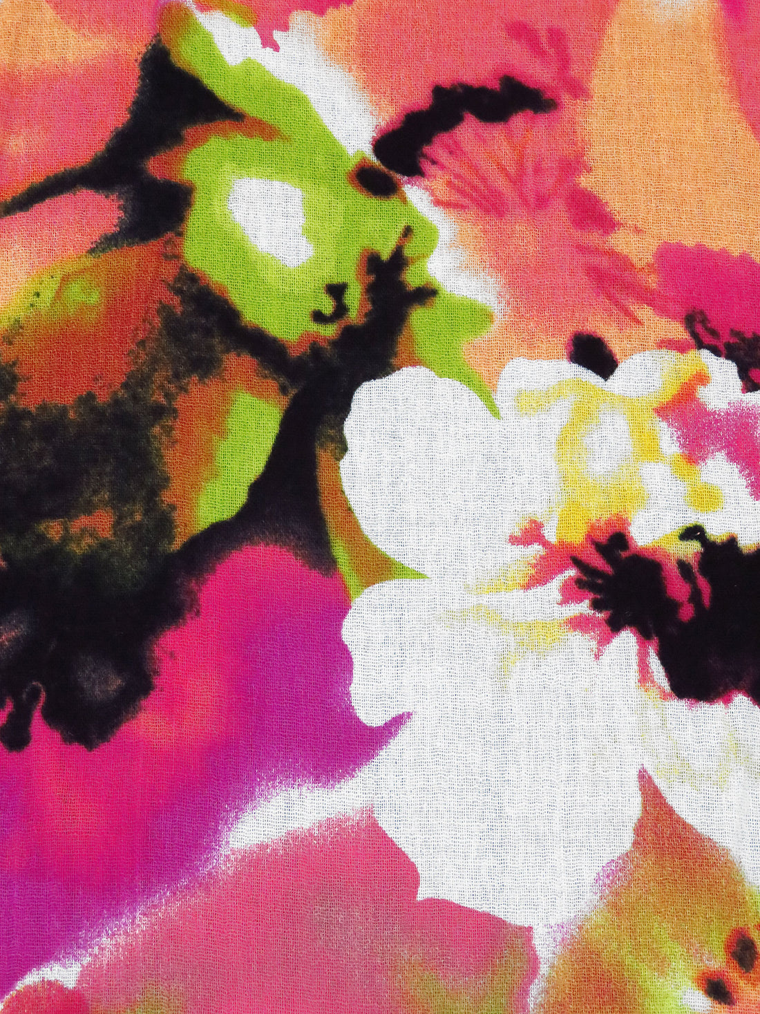 Limerick/Peach/Black/Multi 100% Cotton Abstract Floral Print Gauze - Luxe Resort Designer - 50W