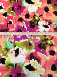 Limerick/Peach/Black/Multi 100% Cotton Abstract Floral Print Gauze - Luxe Resort Designer - 50W