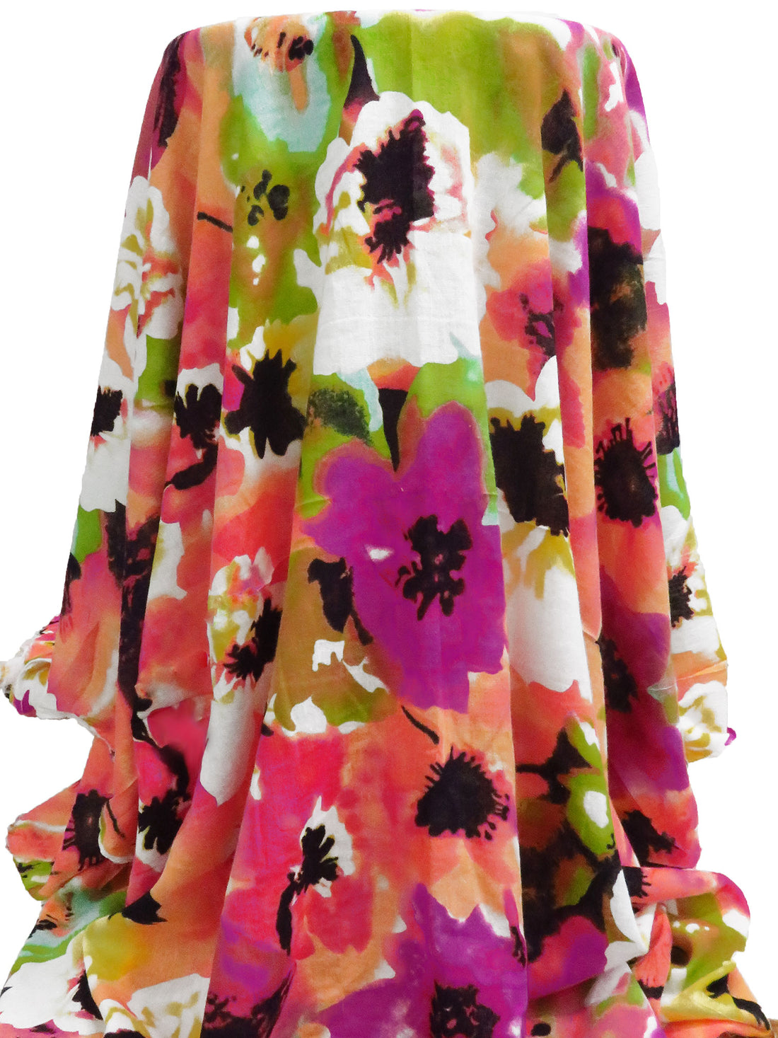 Limerick/Peach/Black/Multi 100% Cotton Abstract Floral Print Gauze - Luxe Resort Designer - 50W