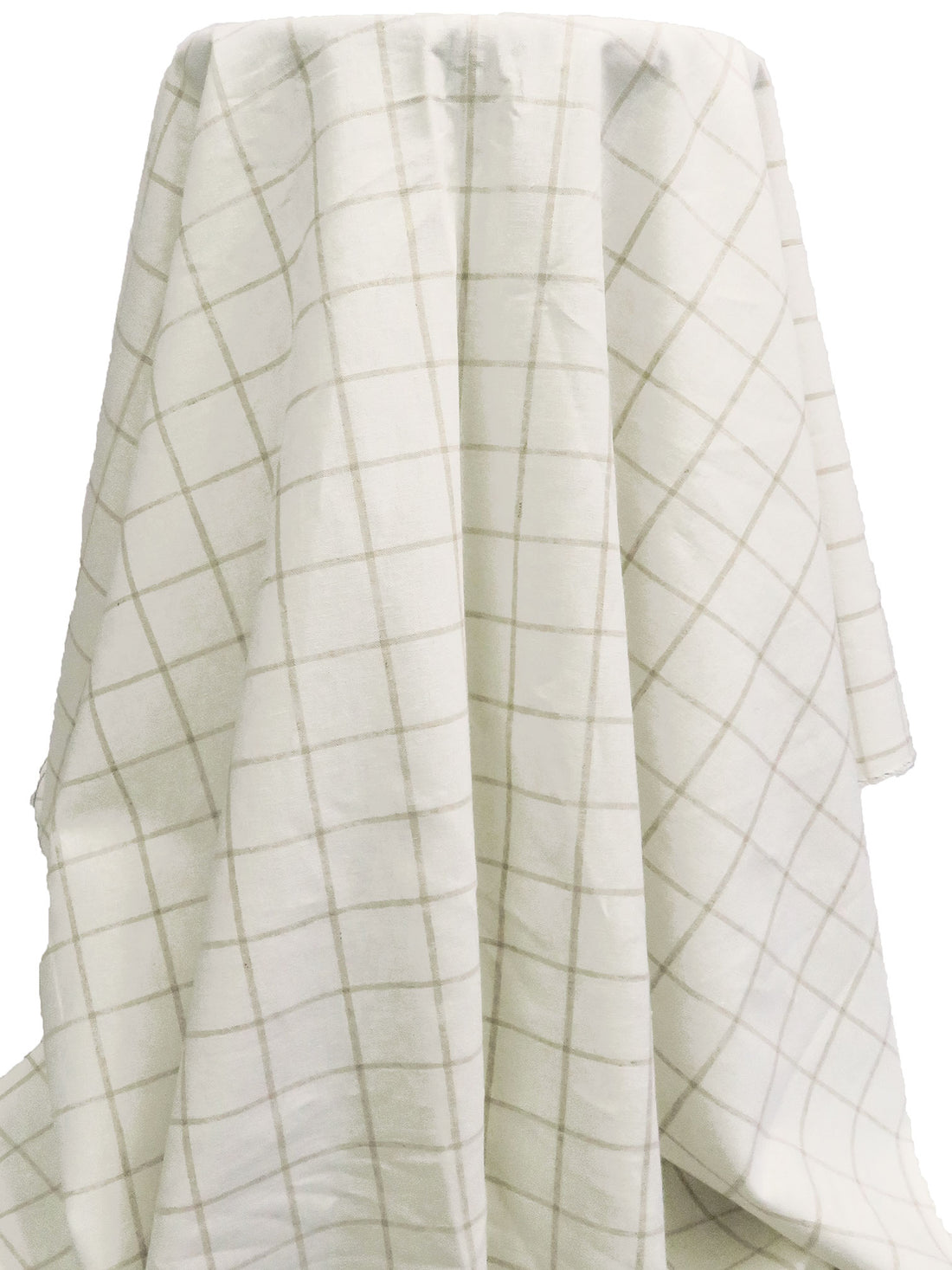 Off-White/Stone Terrace Linen/Cotton Windowpane Plaid Essex Yarn-Dyed Linen Blend - Robert Kaufman - 43W