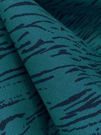 Teal/Midnight Blue Linen/Cotton "Around The Bend - Grassland" Print Mid-Weight Woven - Robert Kaufman - 45W