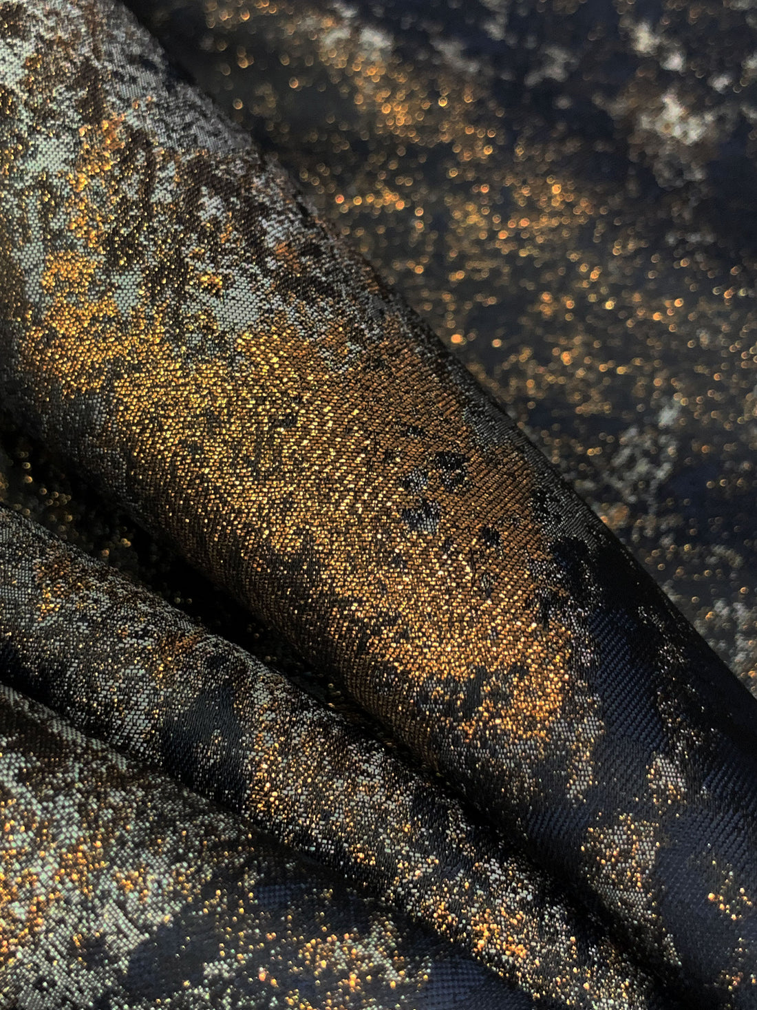 Navy/Gold/Black/Multi Polyester/Metallic Abstract Brocade - Luxe Resort Designer - 58W