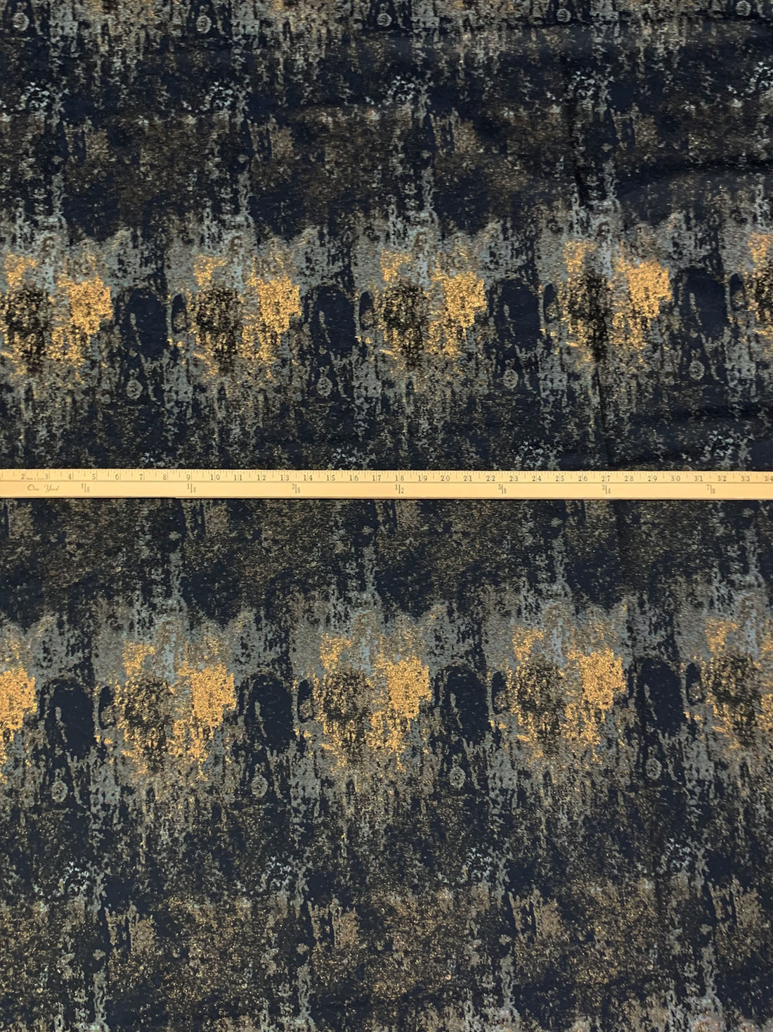 Navy/Gold/Black/Multi Polyester/Metallic Abstract Brocade - Luxe Resort Designer - 58W