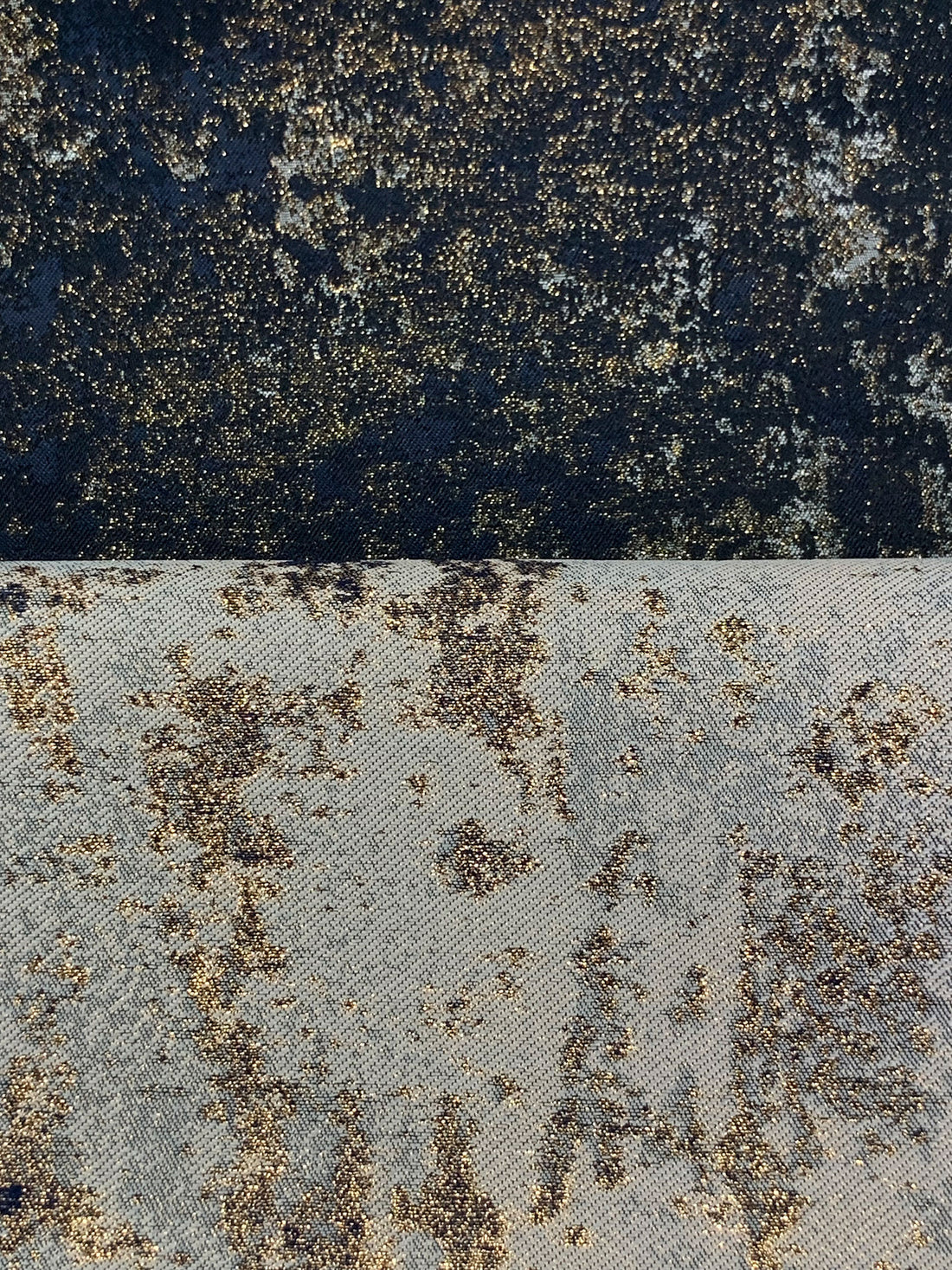 Navy/Gold/Black/Multi Polyester/Metallic Abstract Brocade - Luxe Resort Designer - 58W