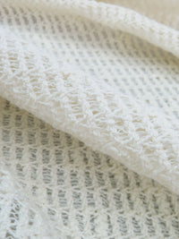 Rice White Cotton/Polyester Open Weave Sweater Knit - NY Designer - 56W
