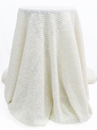 Rice White Cotton/Polyester Open Weave Sweater Knit - NY Designer - 56W