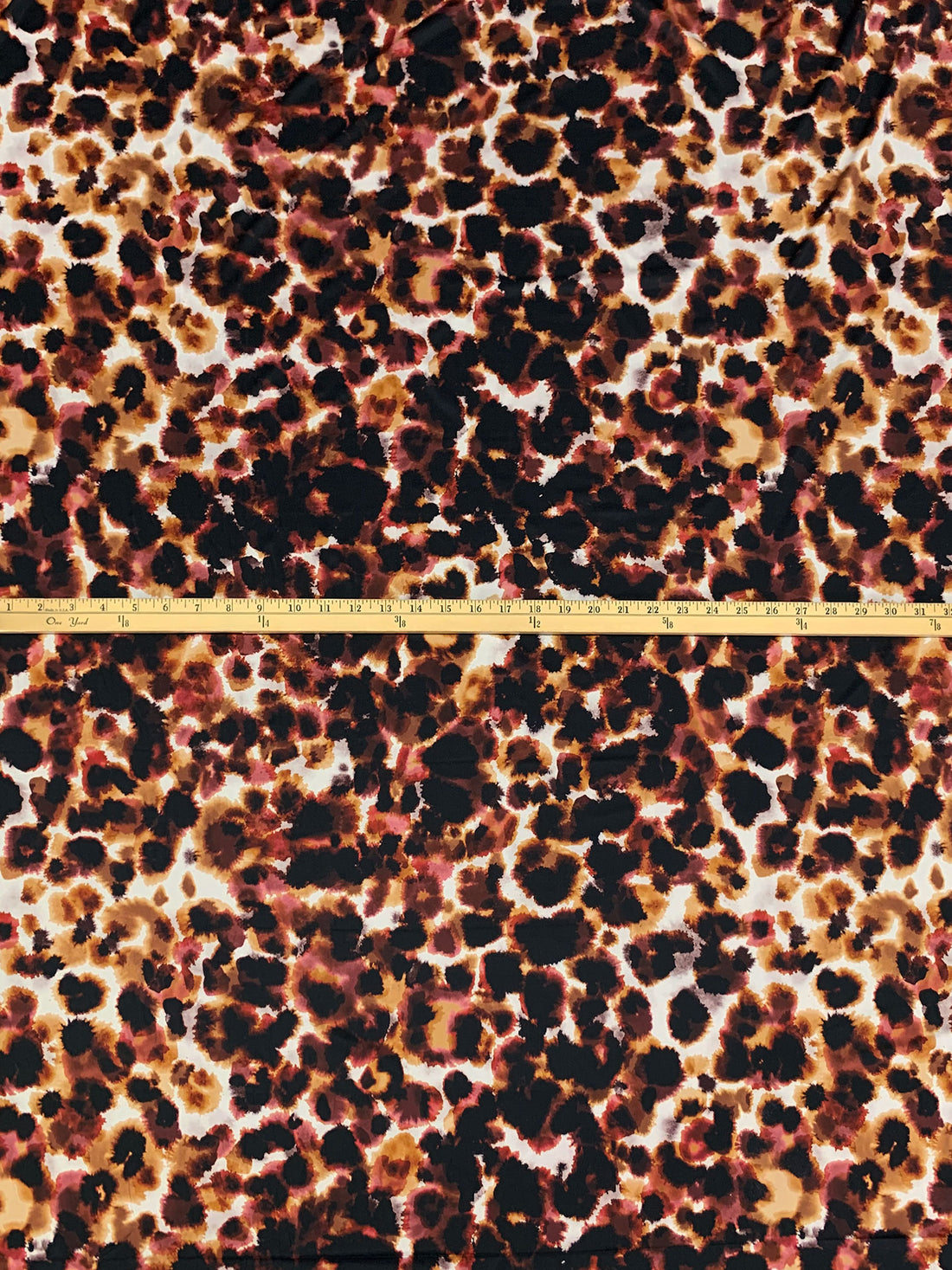 Harvest Orange/Black/Burgundy/Multi Polyester/Lycra Abstract Splotch Print Single Brushed Knit - Luxe Resort Designer - 56W