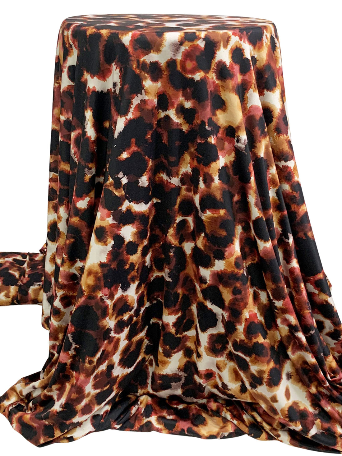 Harvest Orange/Black/Burgundy/Multi Polyester/Lycra Abstract Splotch Print Single Brushed Knit - Luxe Resort Designer - 56W