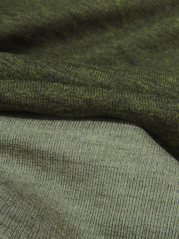 Heathered Pickle Green/Pale Dried Sage Rayon/Nylon/Spandex Double Faced Interlock Knit 58W