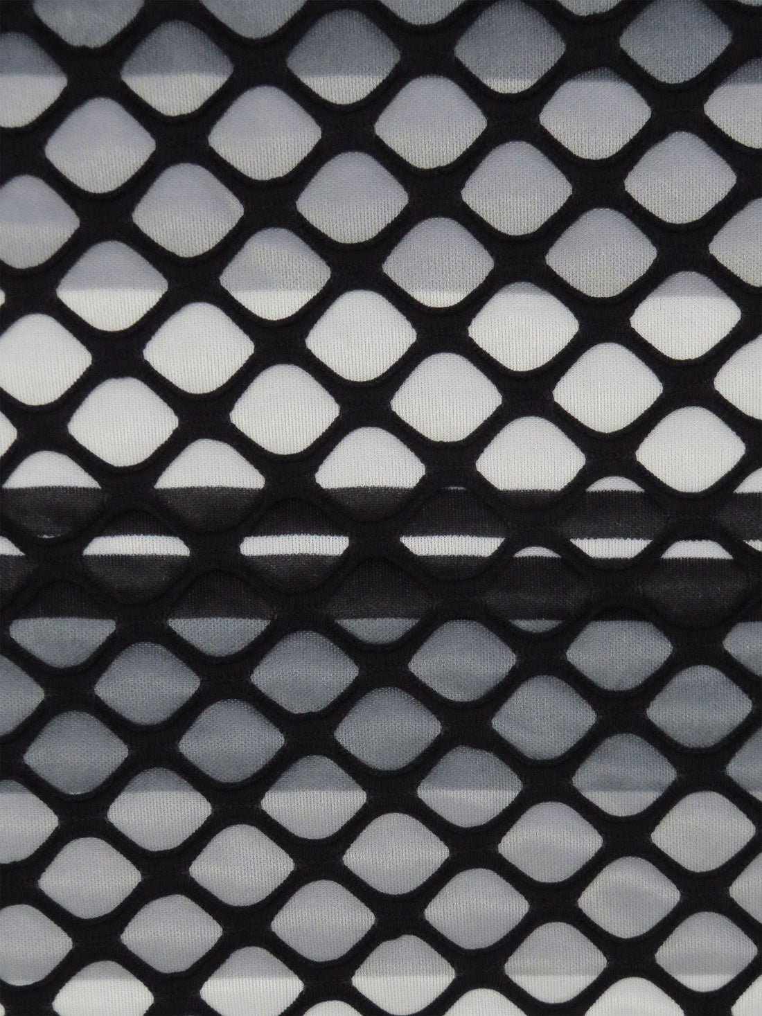 Black/Iron Gray/Cloud Gray/Pale Gray Polyester/Lycra Large Eyelet Over Horizontal Stripe Print Novelty Knit 54W