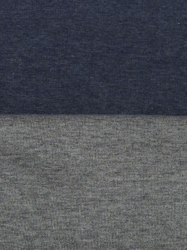 Colonial Blue/Sterling Gray Rayon/Nylon/Spandex Double Faced Heathered Interlock Knit 58W