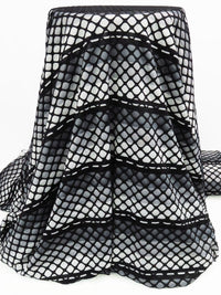 Black/Iron Gray/Cloud Gray/Pale Gray Polyester/Lycra Large Eyelet Over Horizontal Stripe Print Novelty Knit 54W