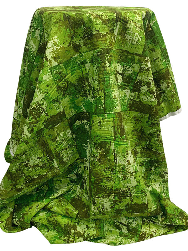 Apple Green/Army Green/Medium Spring Bud Cotton/Linen "Warehouse District" Print Mid-Weight Woven - Robert Kaufman - 45W