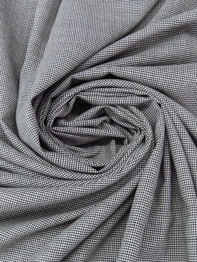 SOLD AS IS ONLY - Black/White Polyester/Viscose/Wool/Elastane Micro Houndstooth Suiting 60W