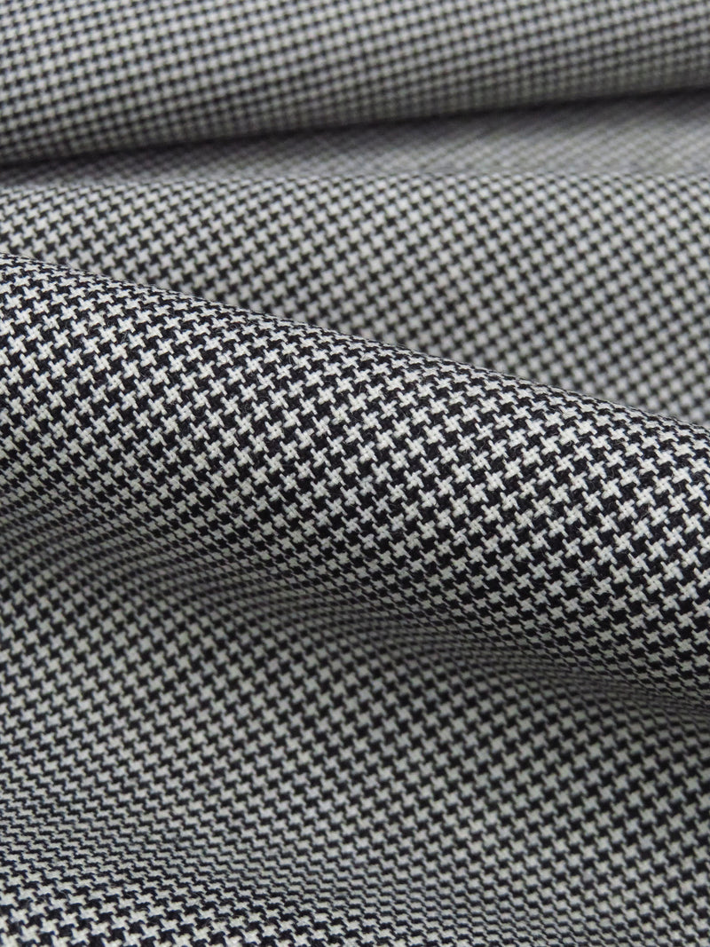 SOLD AS IS ONLY - Black/White Polyester/Viscose/Wool/Elastane Micro Houndstooth Suiting 60W