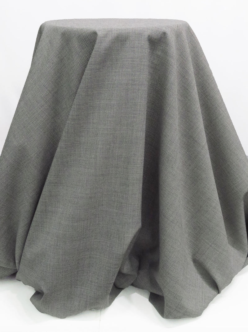 SOLD AS IS ONLY - Black/White Polyester/Viscose/Wool/Elastane Micro Houndstooth Suiting 60W