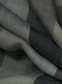 Forest Gray/Cool Ash/Midnight Pewter 100% Cotton Herringbone Weave Multi-Check Plaid Gauze Shirting 44W