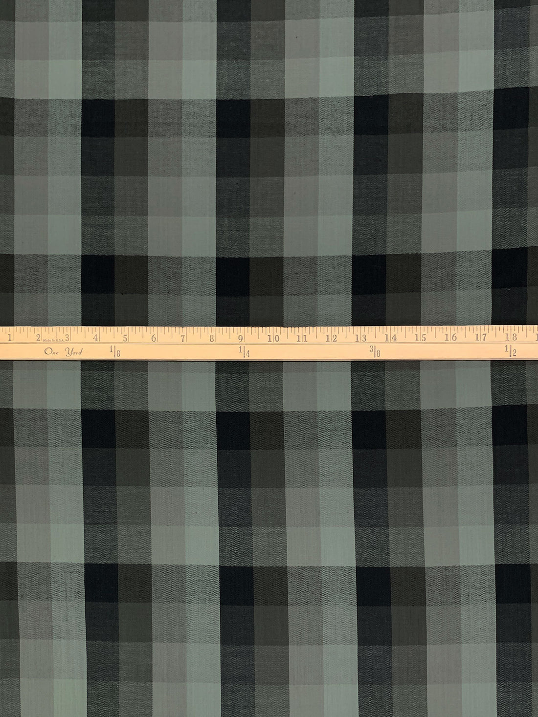Forest Gray/Cool Ash/Midnight Pewter 100% Cotton Herringbone Weave Multi-Check Plaid Gauze Shirting 44W