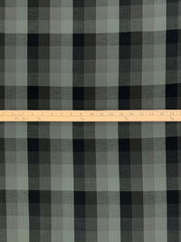 Forest Gray/Cool Ash/Midnight Pewter 100% Cotton Herringbone Weave Multi-Check Plaid Gauze Shirting 44W