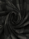 Cool Granite/Black 100% Cotton Herringbone Weave Large Gingham Gauze Shirting 44W