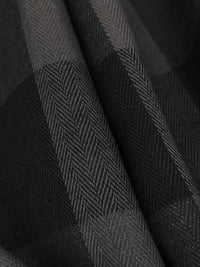 Cool Granite/Black 100% Cotton Herringbone Weave Large Gingham Gauze Shirting 44W