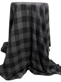 Cool Granite/Black 100% Cotton Herringbone Weave Large Gingham Gauze Shirting 44W