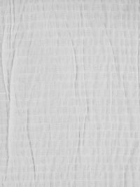 White Cotton/Lycra Puckered Horizontal Stripe Weave Shirting - Luxe Resort Designer - 42W