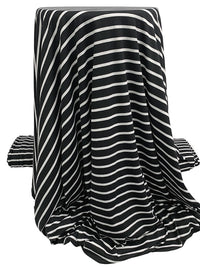 Black/White Polyester/Lycra Slight Diagonal Stripe Print Double Brushed Knit 58W