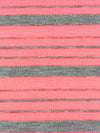 Highlighter Pink/Heathered Gray 100% Polyester Horizontal Stripe Tissue Jersey Knit 54W