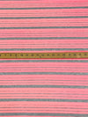 Highlighter Pink/Heathered Gray 100% Polyester Horizontal Stripe Tissue Jersey Knit 54W