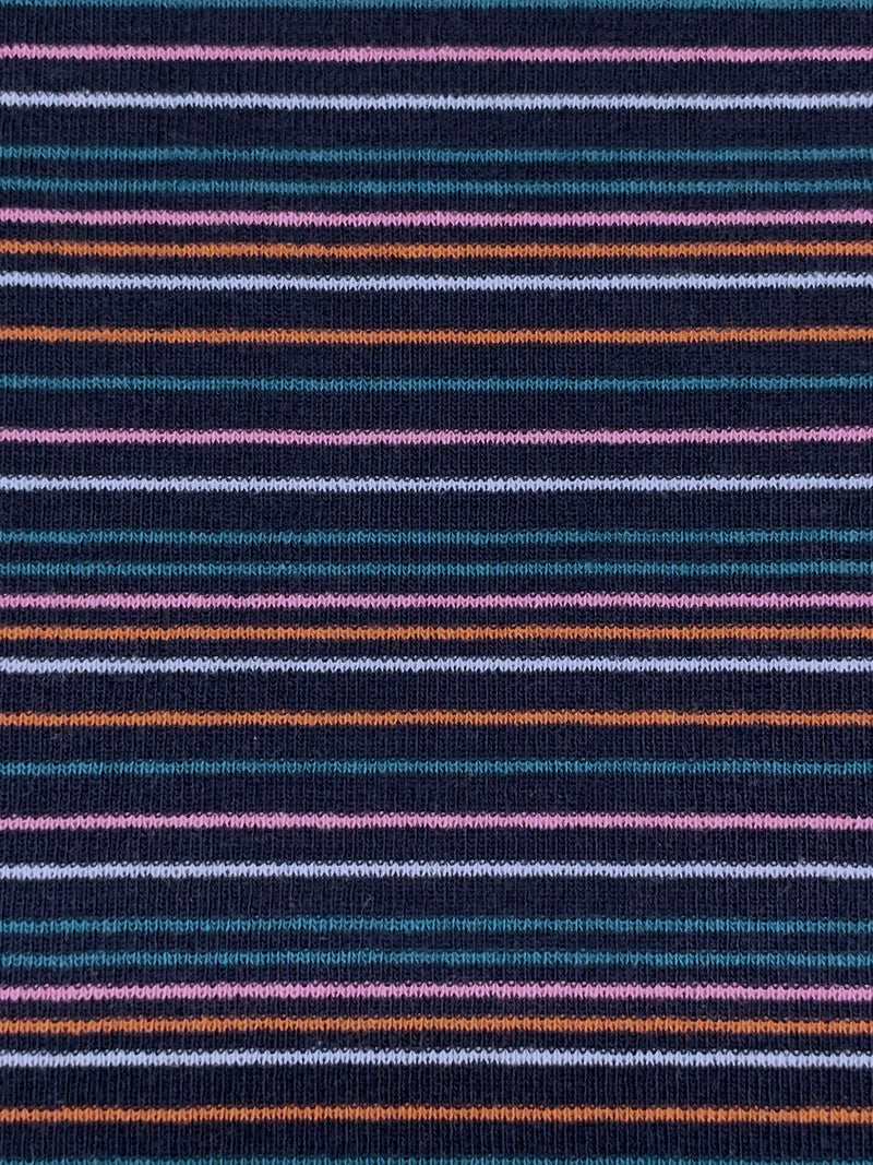 Navy/Terra Cotta/Pale Iris/Deep Sea Recycled Cotton/Recycled Polyester/Polyester Horizontal Stripe Fine Rib Knit - Michael Stars - 62W