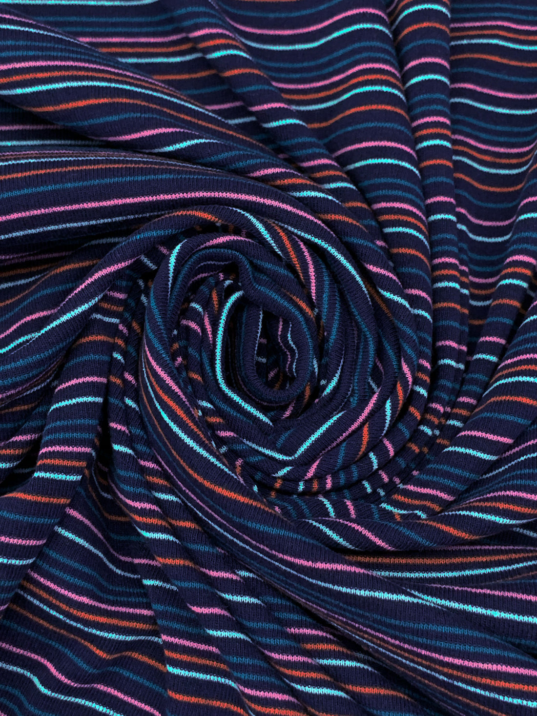 Navy/Terra Cotta/Pale Iris/Deep Sea Recycled Cotton/Recycled Polyester/Polyester Horizontal Stripe Fine Rib Knit - Michael Stars - 62W