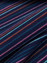 Navy/Terra Cotta/Pale Iris/Deep Sea Recycled Cotton/Recycled Polyester/Polyester Horizontal Stripe Fine Rib Knit - Michael Stars - 62W