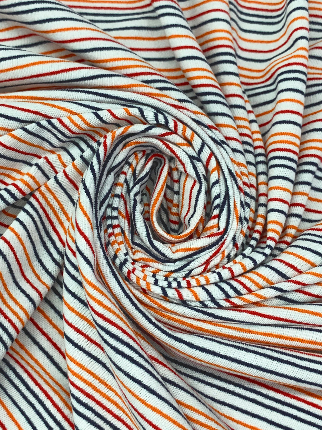 White/Navy/Carrot/Red Recycled Cotton/Recycled Polyester/Polyester Horizontal Stripe Jersey Knit - Michael Stars - 62W