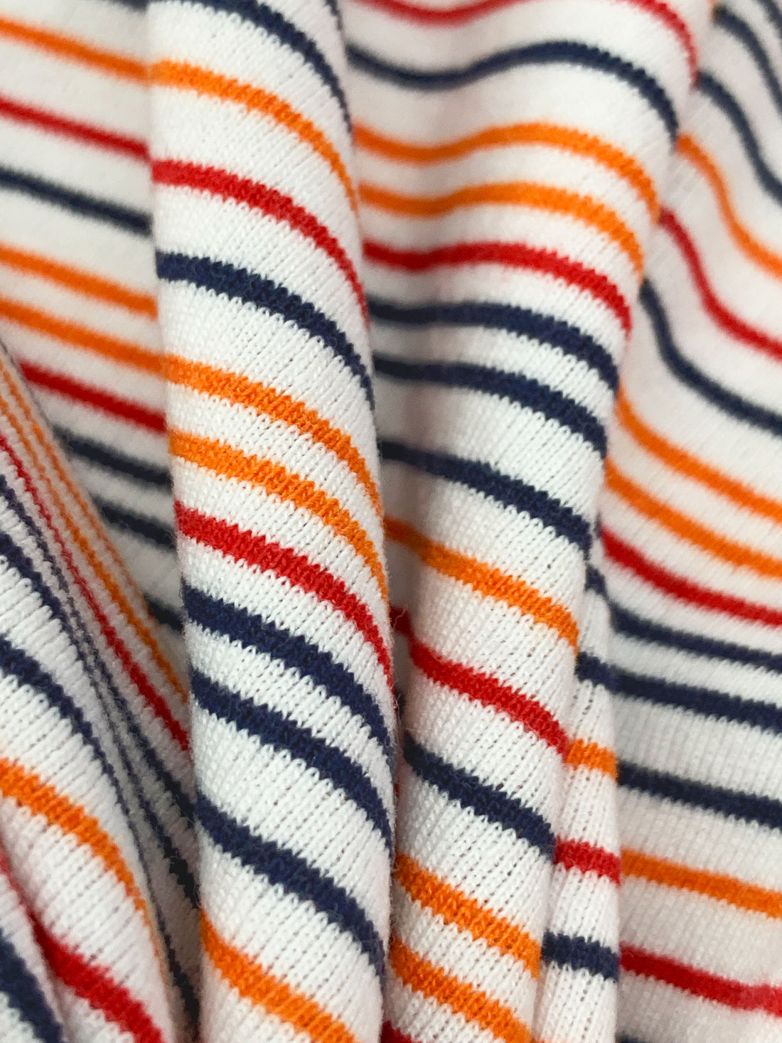 White/Navy/Carrot/Red Recycled Cotton/Recycled Polyester/Polyester Horizontal Stripe Jersey Knit - Michael Stars - 62W