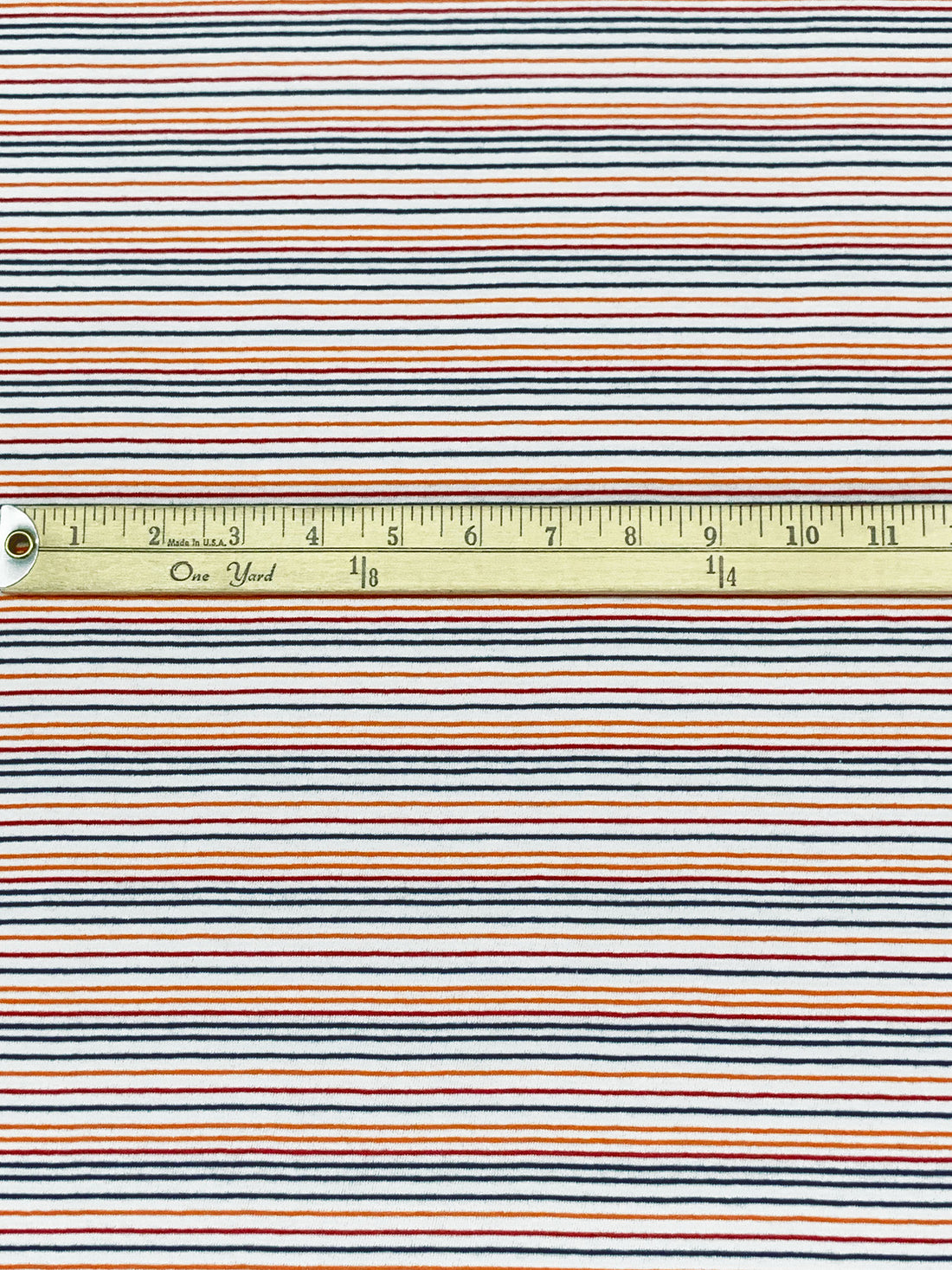 White/Navy/Carrot/Red Recycled Cotton/Recycled Polyester/Polyester Horizontal Stripe Jersey Knit - Michael Stars - 62W