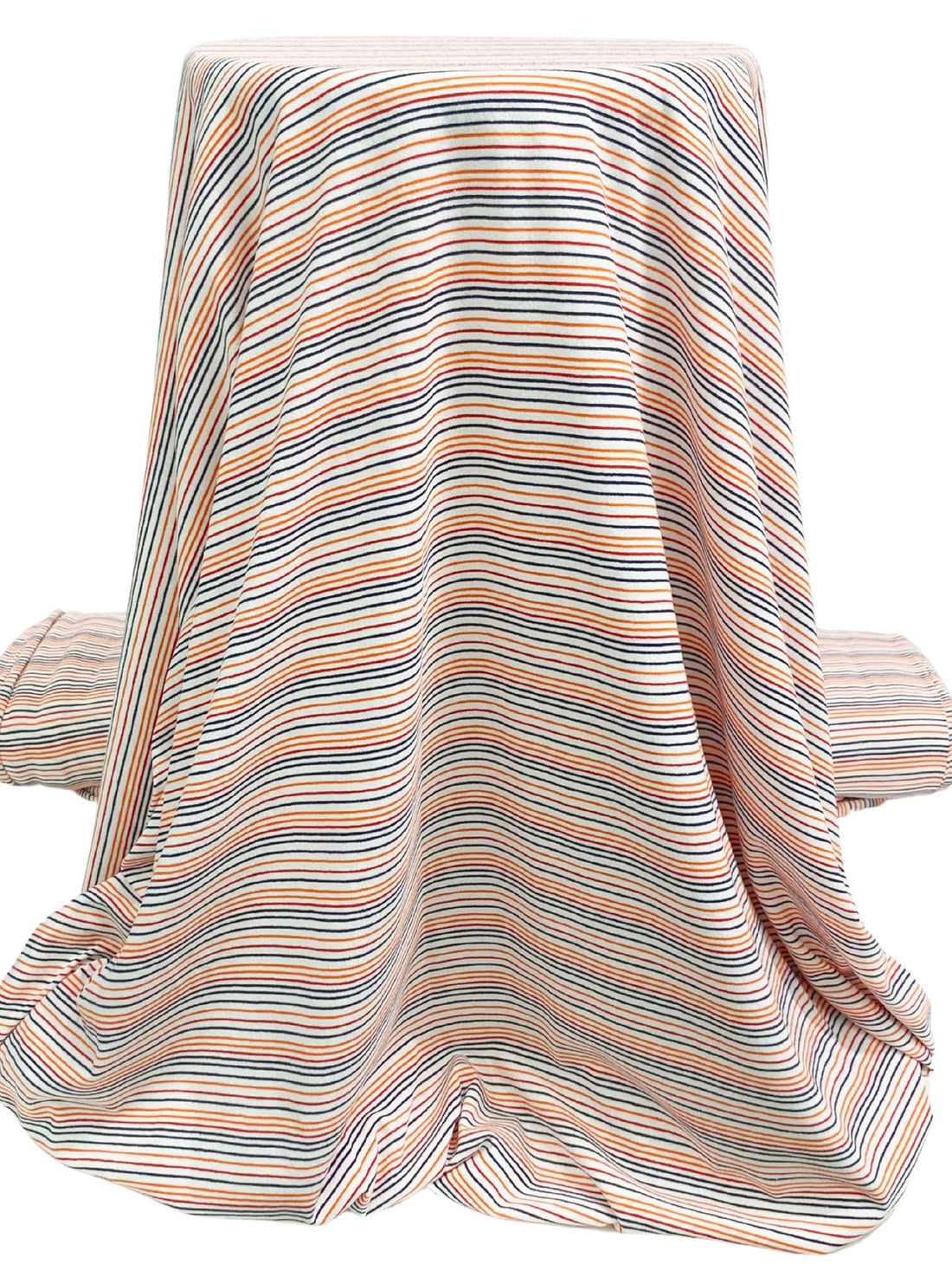 White/Navy/Carrot/Red Recycled Cotton/Recycled Polyester/Polyester Horizontal Stripe Jersey Knit - Michael Stars - 62W