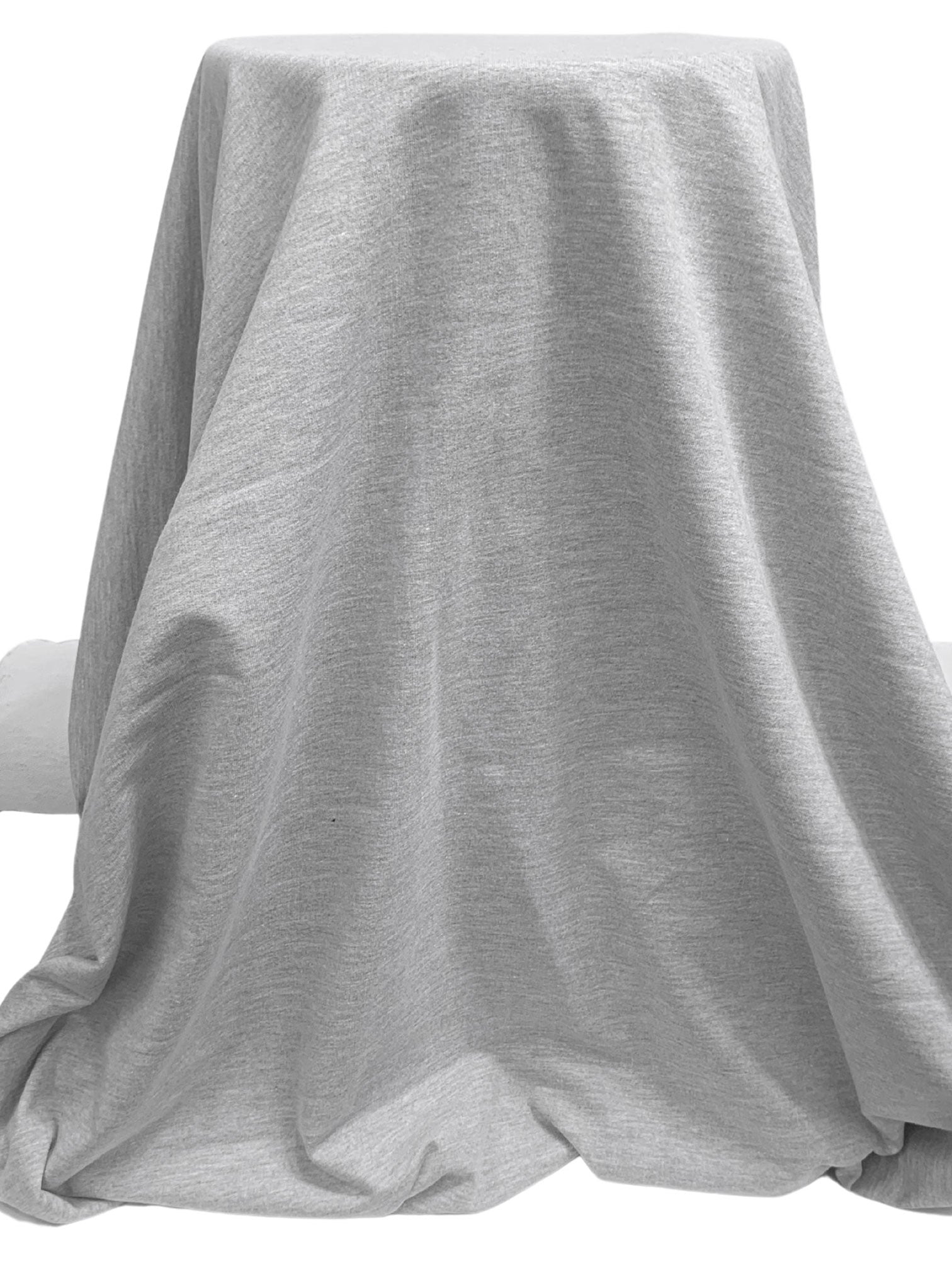 Heathered Light Gray 100% Cotton French Terry Knit - Michael Heathered Light Gray 100% Cotton French Terry Knit - Michael