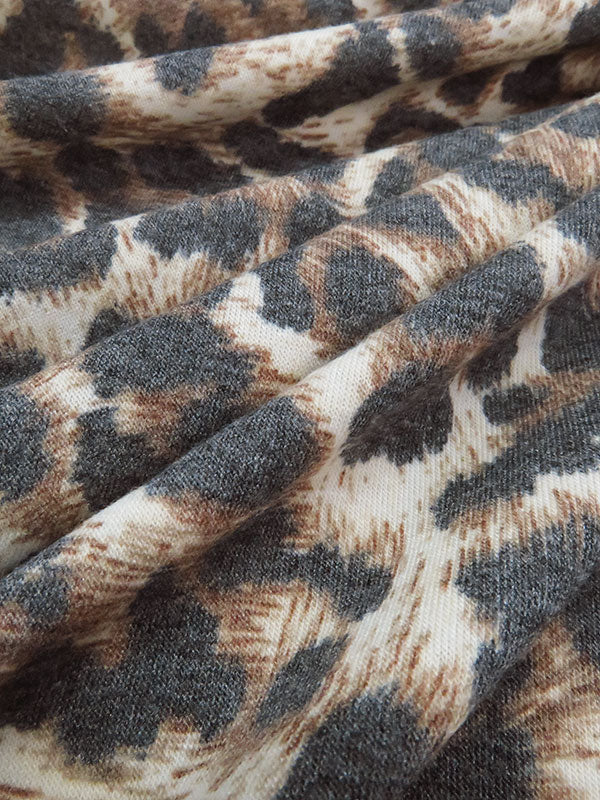 Cedar Brown/Muted Black/Dark Vanilla/Multi Polyester/Lycra Animal Print Brushed Jersey Knit 56W