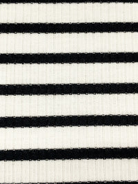 Eggshell/Black Polyester/Lycra Horizontal Stripe Rib Knit 52W