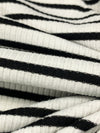 Eggshell/Black Polyester/Lycra Horizontal Stripe Rib Knit 52W