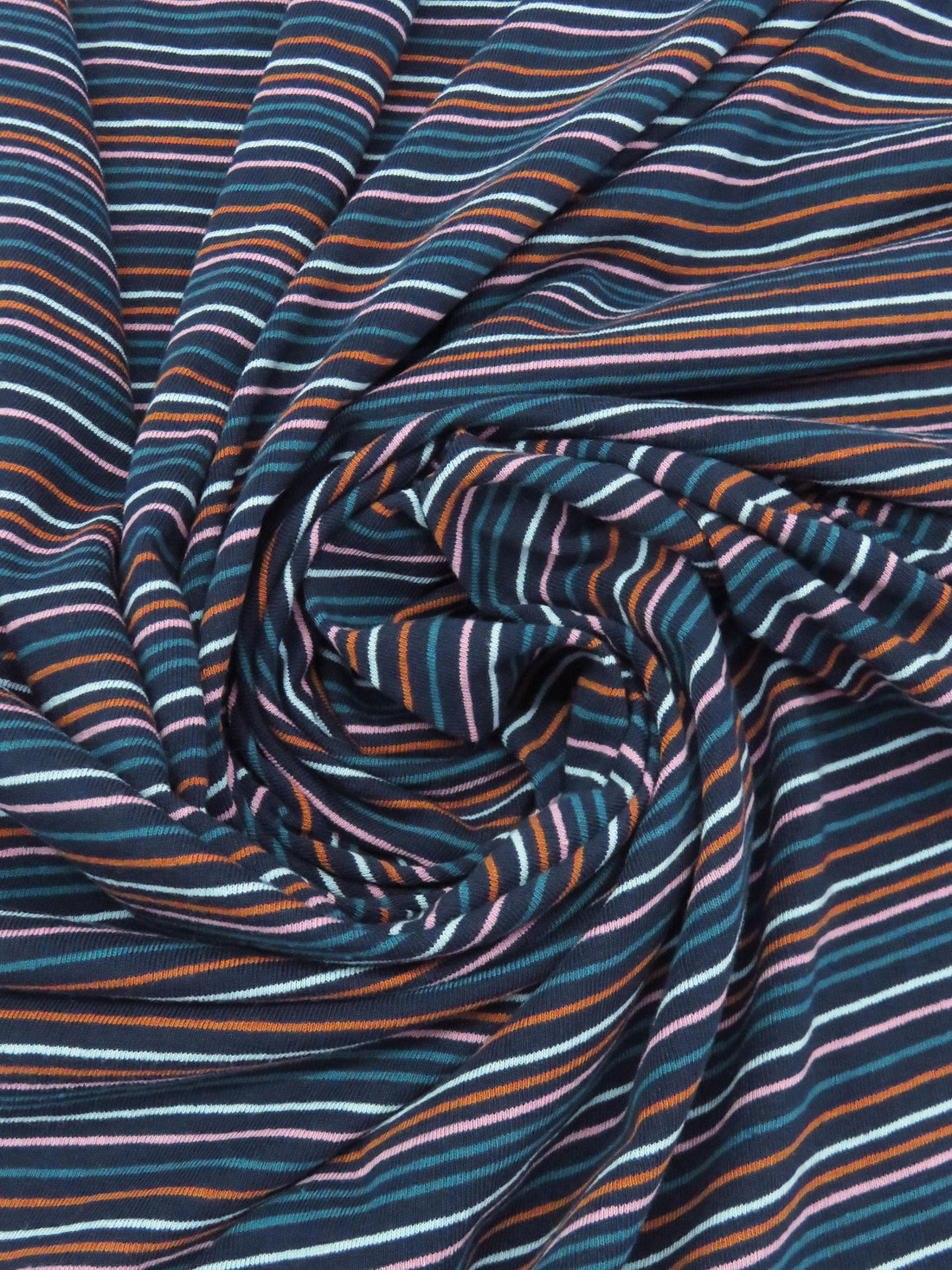 Navy/Terra Cotta/Pale Iris/Deep Sea Recycled Cotton/Recycled Polyester/Polyester Horizontal Stripe Jersey Knit - Michael Stars - 64W