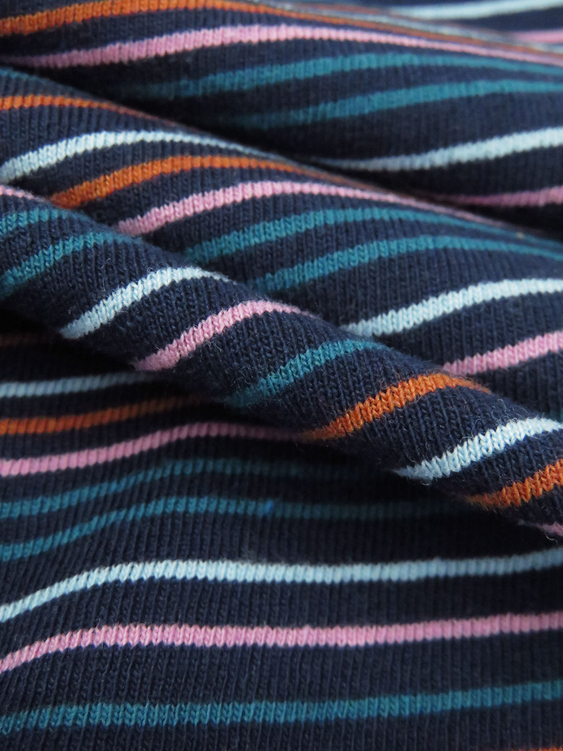Navy/Terra Cotta/Pale Iris/Deep Sea Recycled Cotton/Recycled Polyester/Polyester Horizontal Stripe Jersey Knit - Michael Stars - 64W