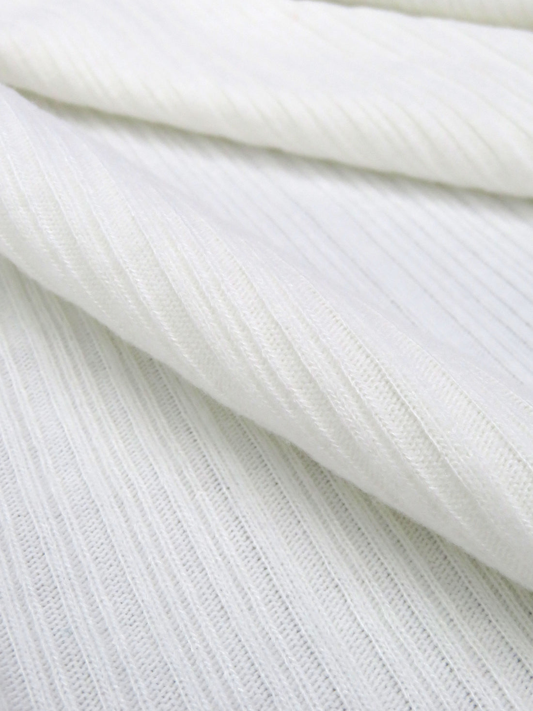 White Polyester/Rayon Brushed Vertical Multi-Rib Knit - Michael Stars - 46W