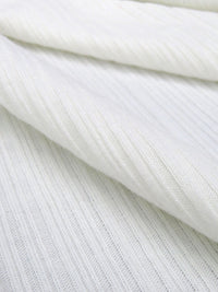 White Polyester/Rayon Brushed Vertical Multi-Rib Knit - Michael Stars - 46W