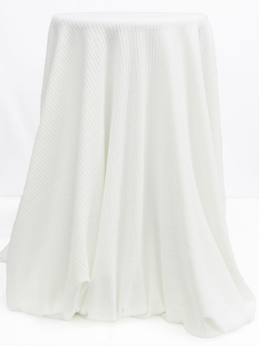 White Polyester/Rayon Brushed Vertical Multi-Rib Knit - Michael Stars - 46W