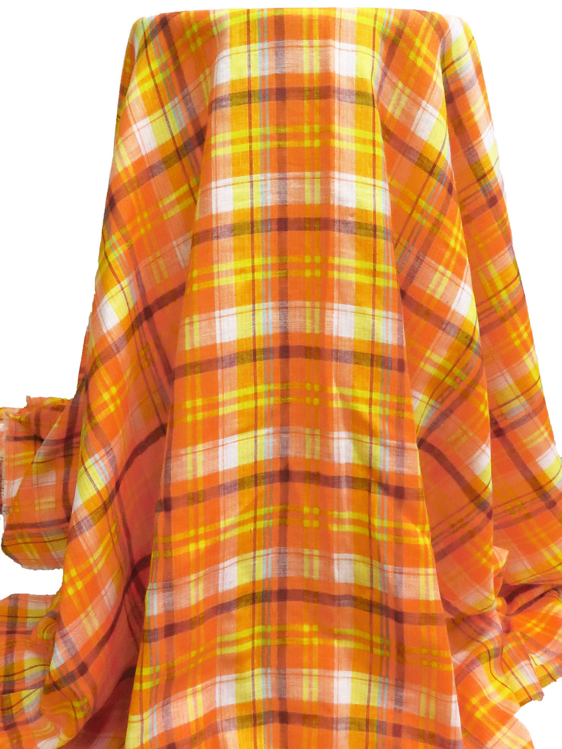 Pumpkin/Lemon/White/Multi 100% Cotton Double-Faced Plaid Weave Gauze 59W